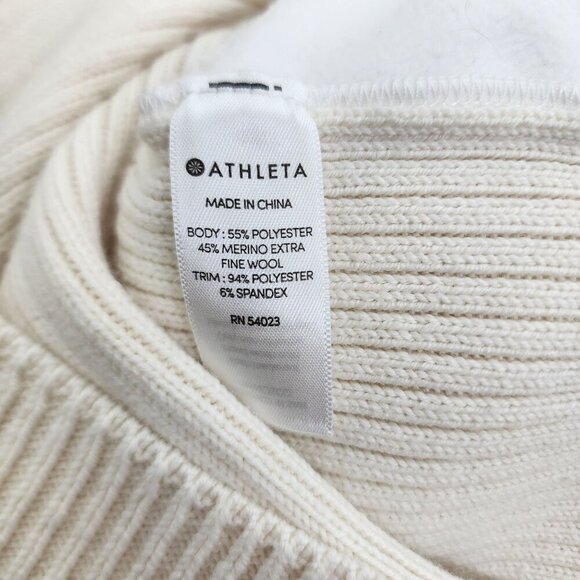 Athleta Mesa Hybrid Merino Wool Blend Turtleneck Sweater Cream Women's Size M - Picture 8 of 11